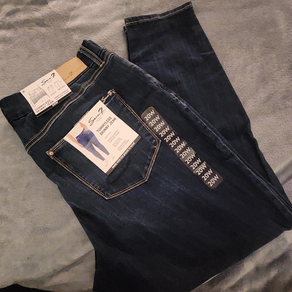 Seven7 Denim - Seven7 Womens Plus Size Midnight Blue Tummyless Skinny Jeans
